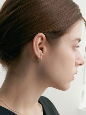 [Cotidiano]Round Plain Silver Earring Ie408