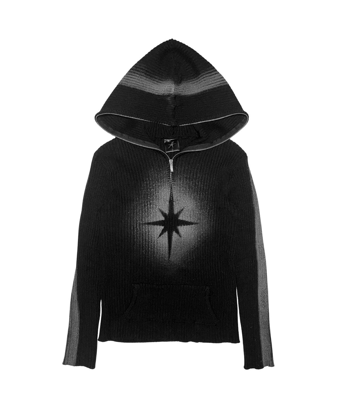 스모크어스타(SMOKEASTAR) SPRAYED STAR KNIT HOODIE (BLACK)