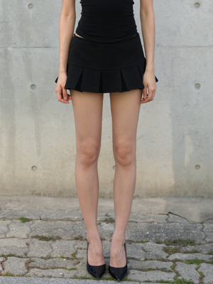 플리츠 미니 스커트 (블랙)