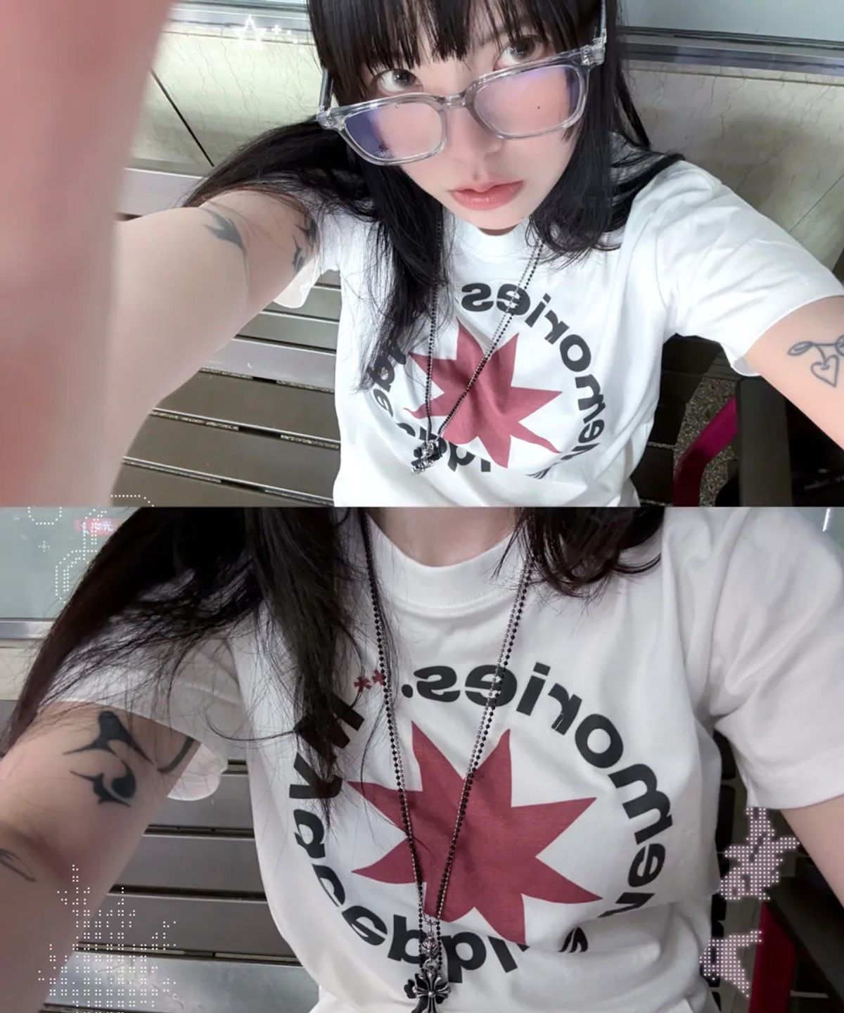 마이딥블루메모리즈(MY DEEP BLUE MEMORIES) (W)MM CROP ROUND LOGO TEE (WHITE)