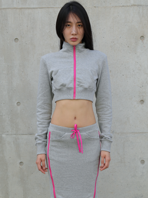 크롭 집업 트랙수트 자켓 (멜란지)