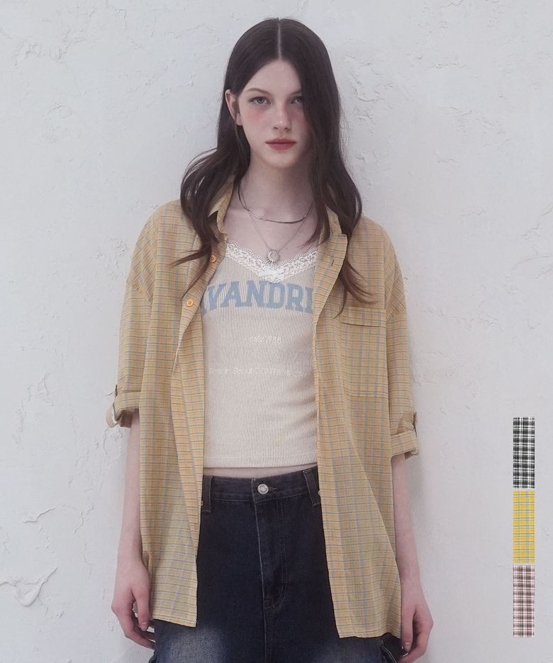 OL Check Overfit Rollup Shirt - 3COL
