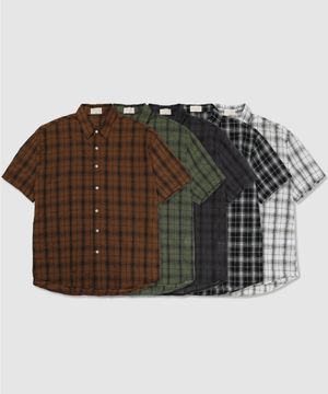 썸머 빈티지 노이 반팔 체크셔츠