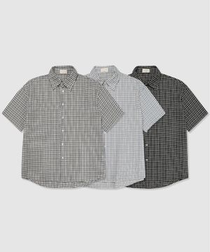 썸머 빈티지 하쿠 반팔 체크셔츠