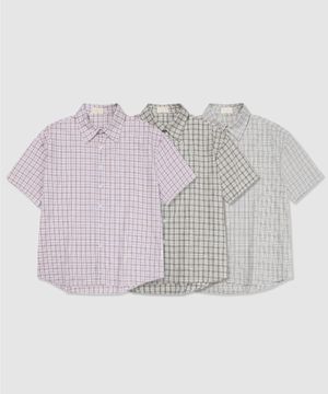 썸머 빈티지 리쿠 반팔 체크셔츠