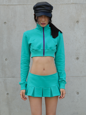 크롭 집업 트랙수트 자켓 (터콰이즈)