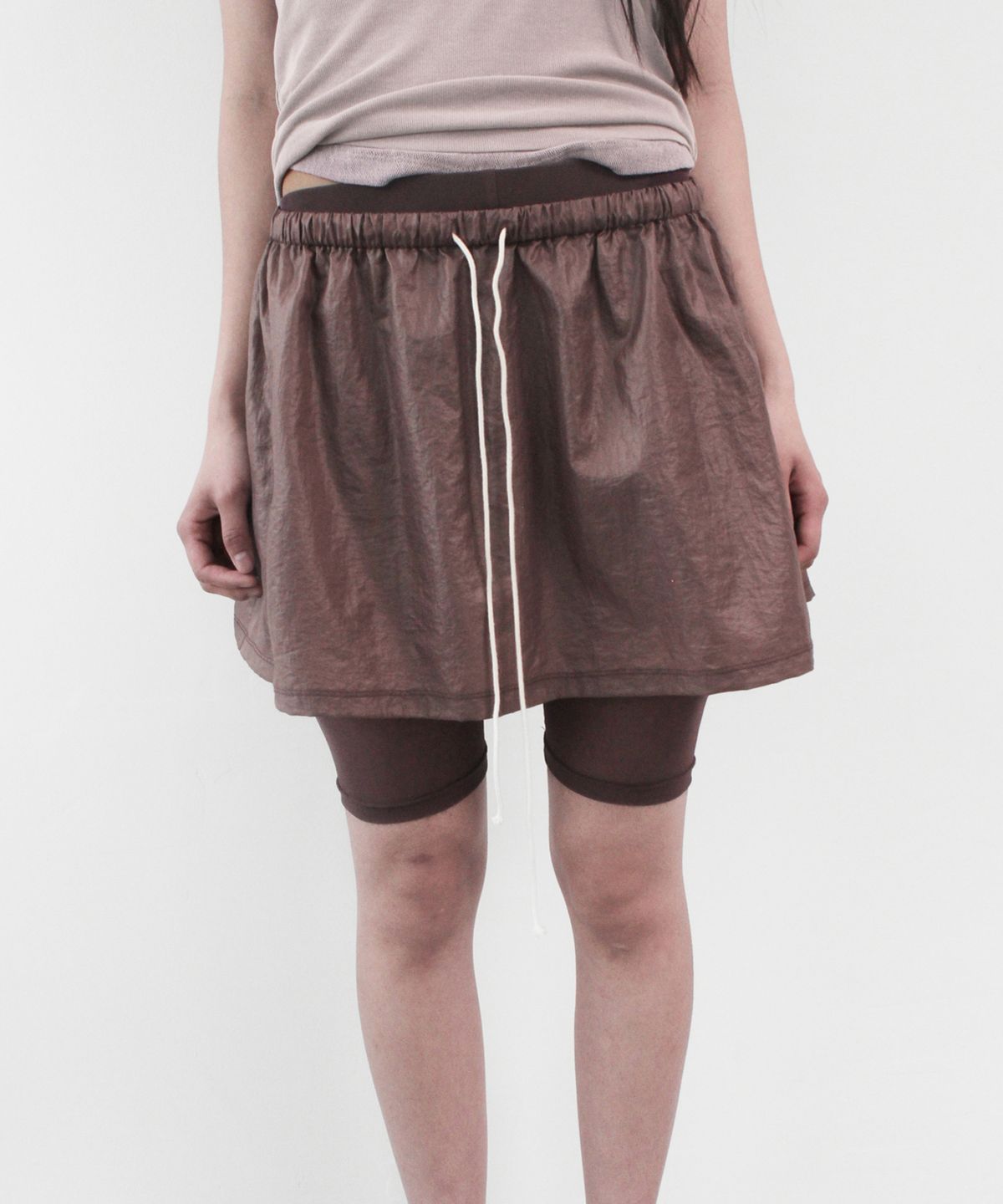 카셀(CACELE) VOLUME MINI SHEER SKIRT, WINE