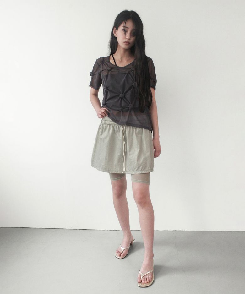 VOLUME MINI SHEER SKIRT, MIST
