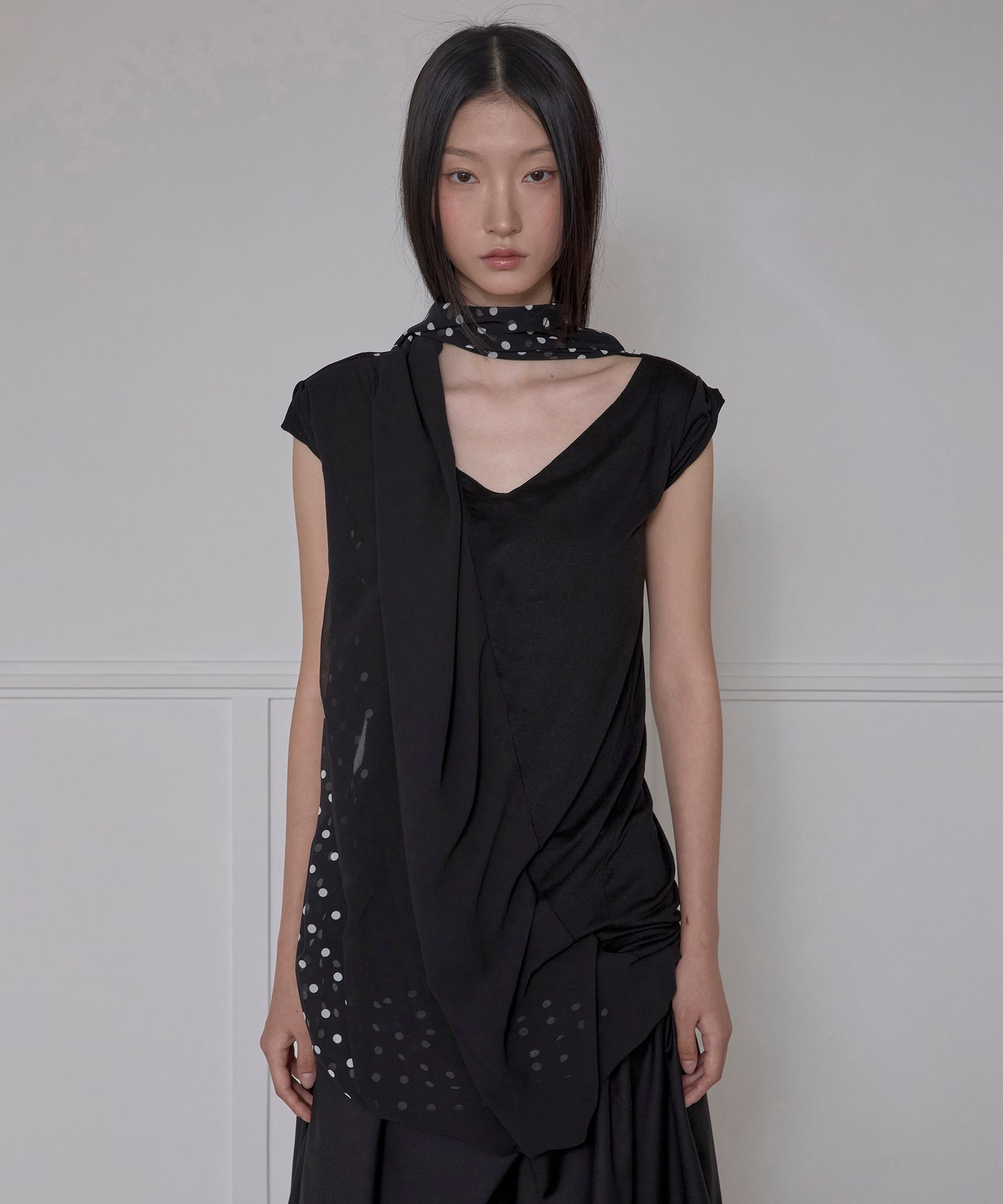 【FLAREUP】25SS★ Layered Dot Scarf T-Shirt FLAREUP] Layered Dot Scarf T-Shirt (FL-172_White) – SellerWork