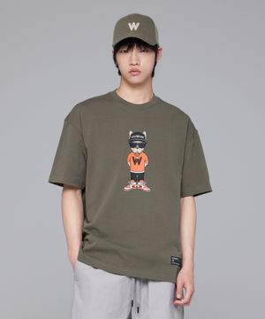 빈티지 스냅 힙독 프린트 반팔 티셔츠