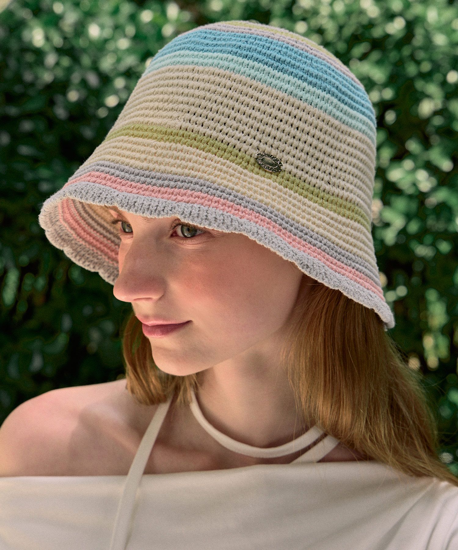 MUSINSA | NONLOCAL Ripple Point Multi Stripe Bucket Hat - Ivory Multi