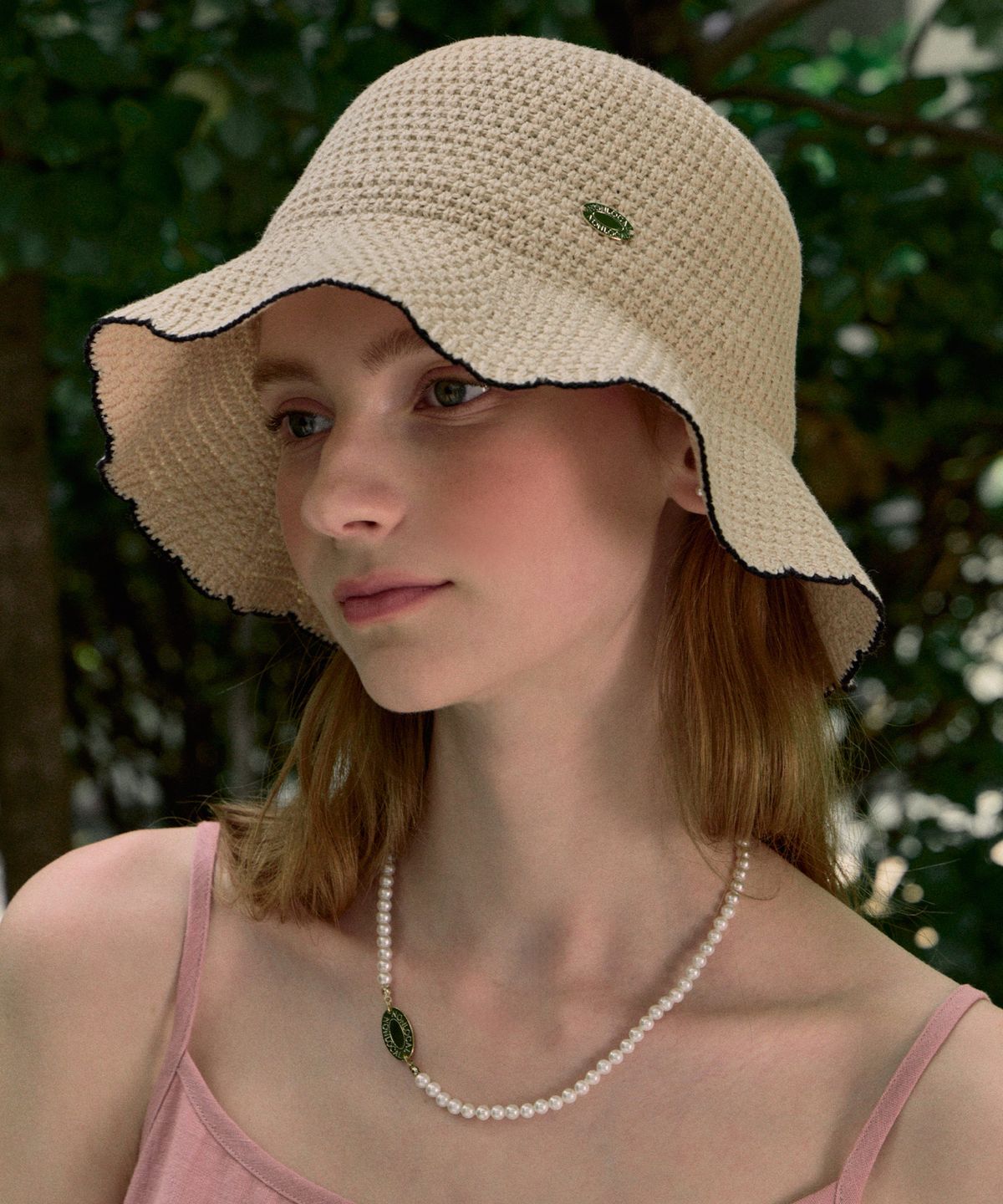 논로컬(NONLOCAL) Olivia Summer Knitted Bucket Hat - Light Beige