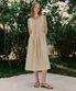 Leah Neck Point Sleeveless Dress - Cream