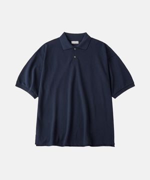 오버핏 반팔 카라티_네이비