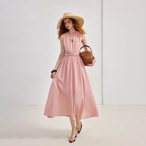 YY_Linen waist temperament dress