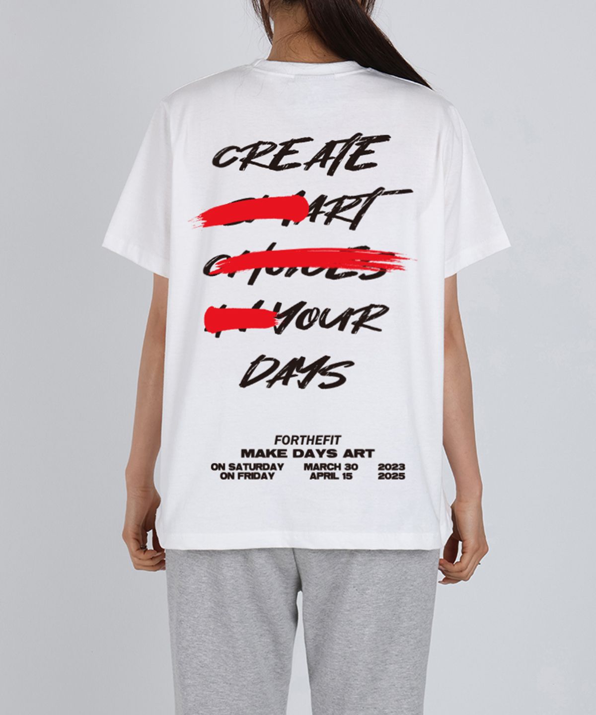 포더핏(FOR THE FIT) [기획]프린팅 크롭 반팔 티셔츠 W TAG EDIT TYPO _화이트