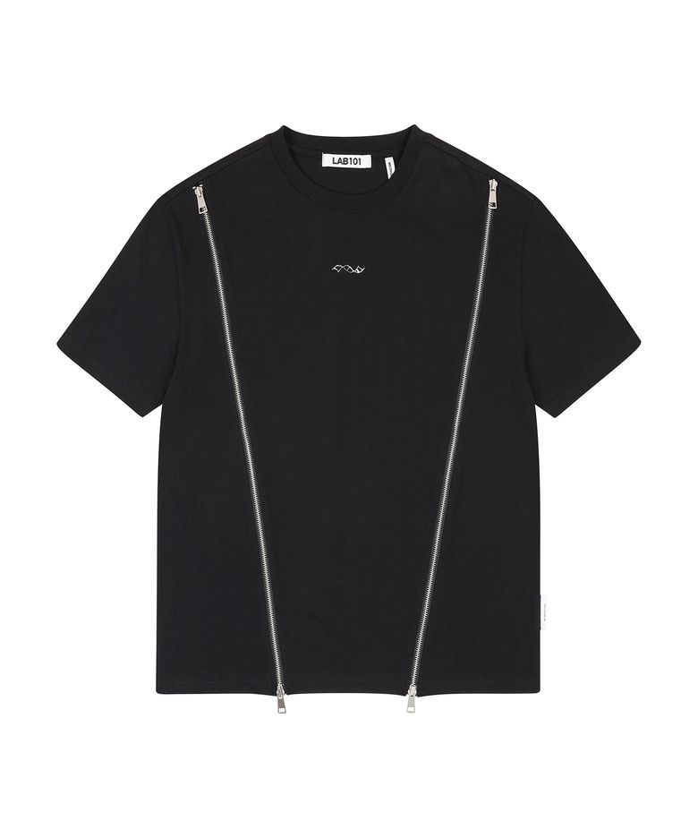 지퍼 포인트 티셔츠 (BLACK)
