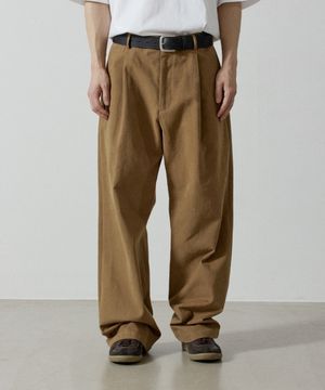 와이드 코튼 치노 팬츠 - 카멜