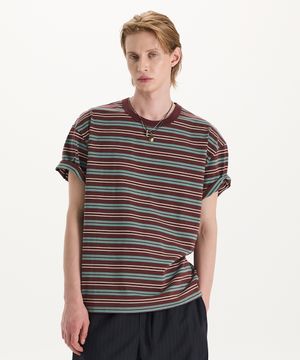 스트라이프 반팔 티셔츠 (퍼플)