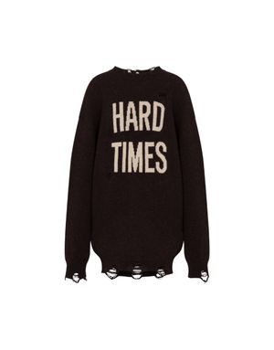 셔틀랜드 울 Hard Times 니트 다크브라운