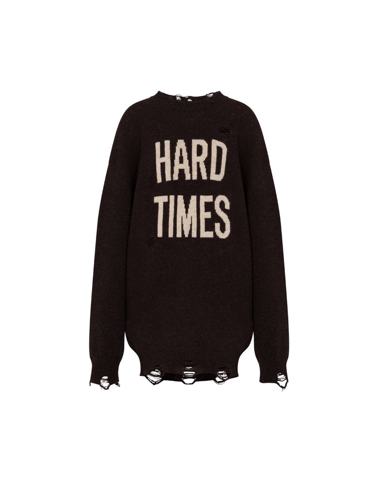 셔틀랜드 울 Hard Times 니트 다크브라운