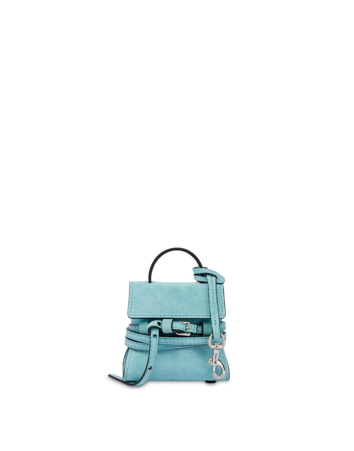 모스키노(MOSCHINO) 타이 미 카우 스웨이드 미니 키링백 SKY BLUE