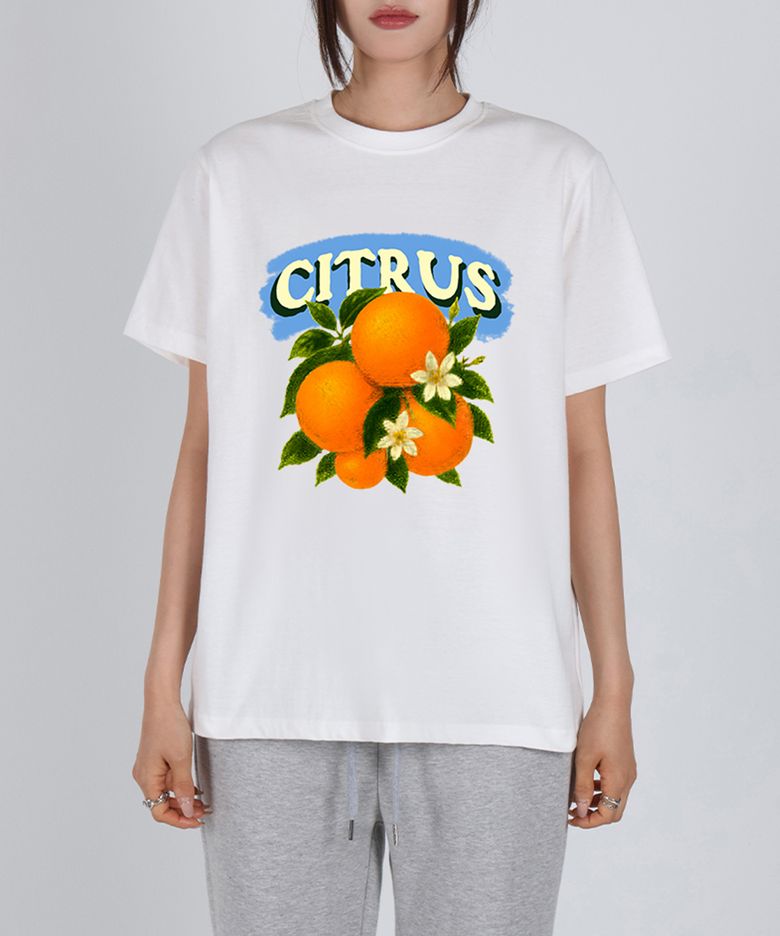 [기획]프린팅 크롭 반팔 티셔츠 W TAG ORANGE _화이트