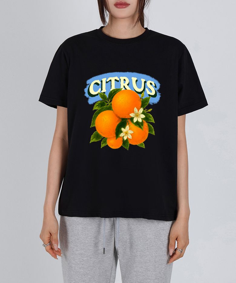 [기획]프린팅 크롭 반팔 티셔츠 W TAG ORANGE _블랙