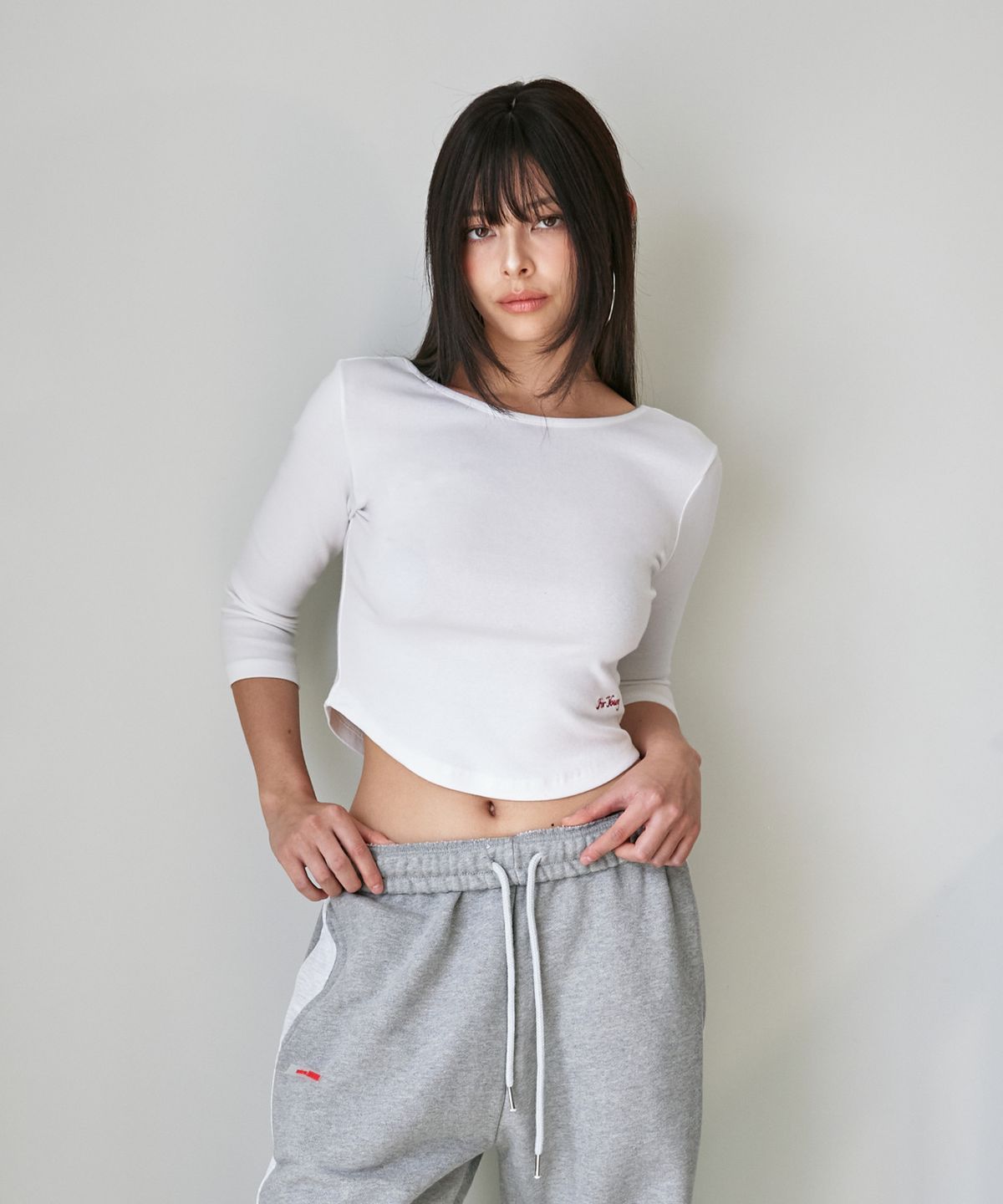 포영(FOUR YOUNG) 3/4 Sleeve Twoway Tee White