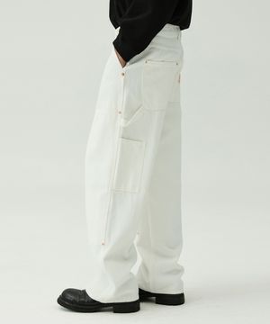 파번 4405 더블니 카펜터 와이드핏 오프화이트 팬츠