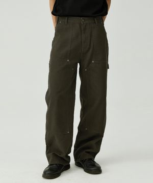 파번 4405 더블니 카펜터 와이드핏 카키 팬츠