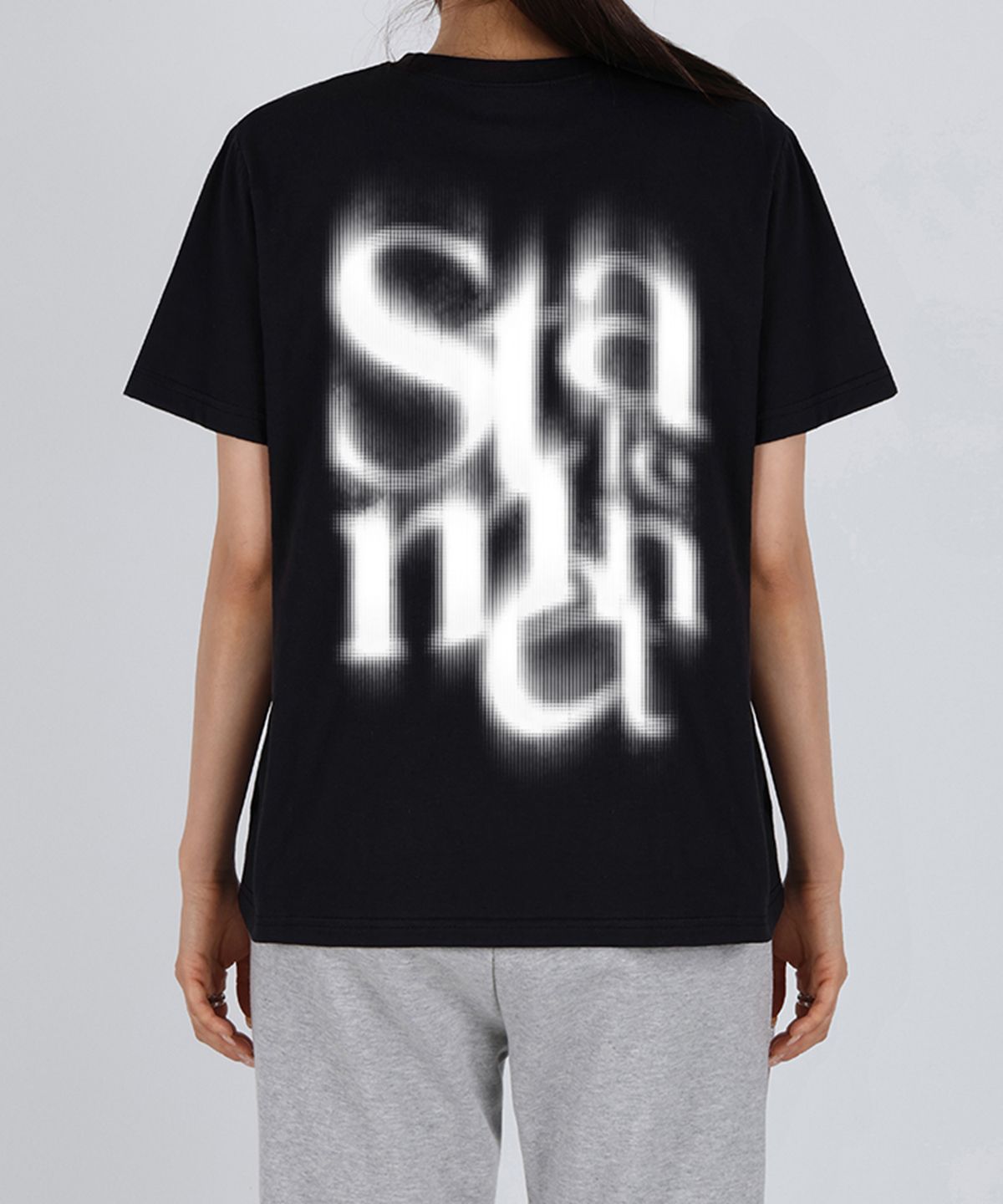 포더핏(FOR THE FIT) [기획]프린팅 크롭 반팔 티셔츠 W TAG SWIPE_블랙