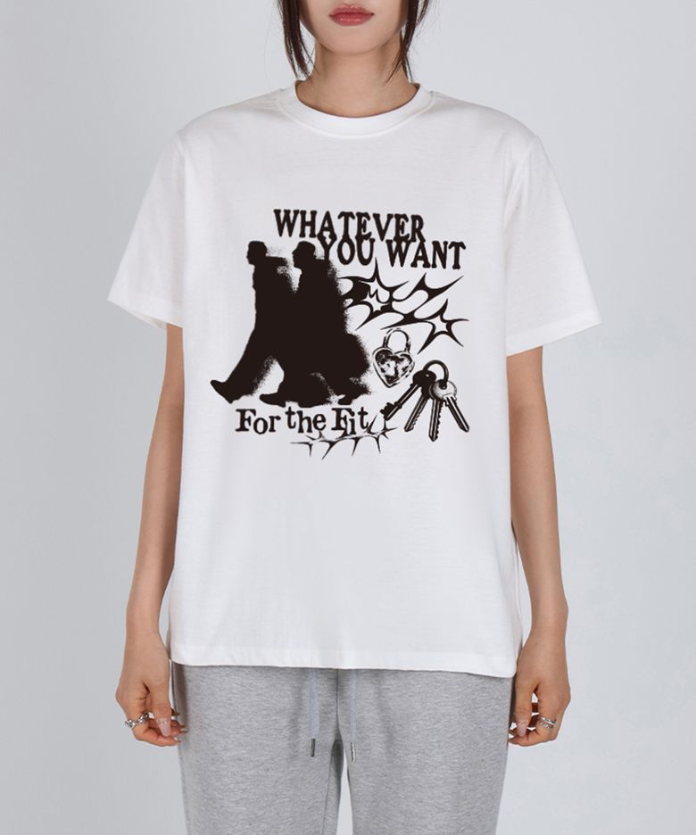 [기획]프린팅 크롭 반팔 티셔츠 W TAG WALL ART_화이트