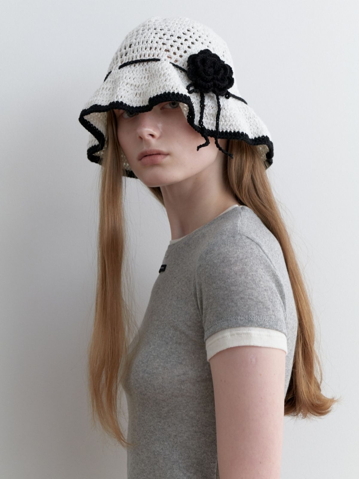 러브미몬스터(LOVE ME MONSTER) Chic Frill Crochet Bucket Hat (L251MCP070)