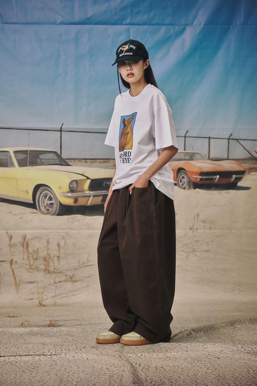 MUSINSA公式 | BSRABBIT スーパーワイドデニムパンツブラウン