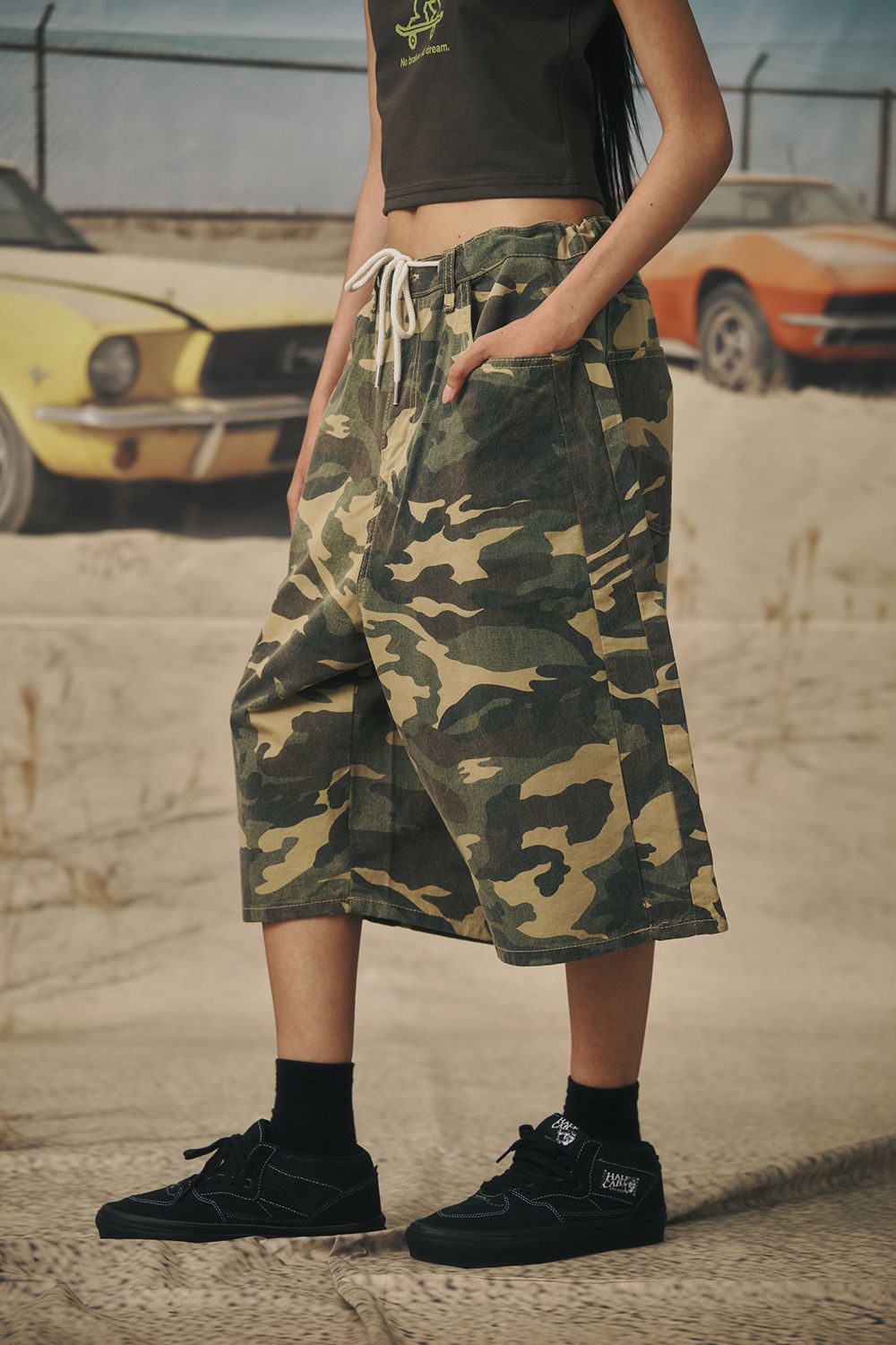 MUSINSA BSRABBIT Carpenter loose fit shorts woodland camo