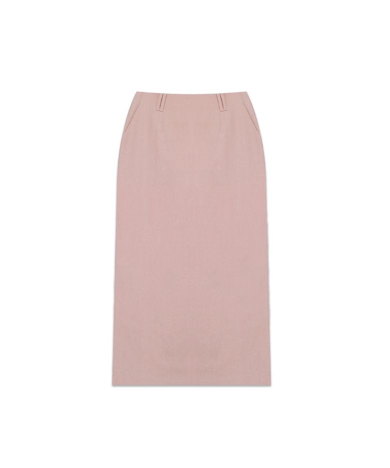 린넨 더블 벨트 스커트 (핑크)
