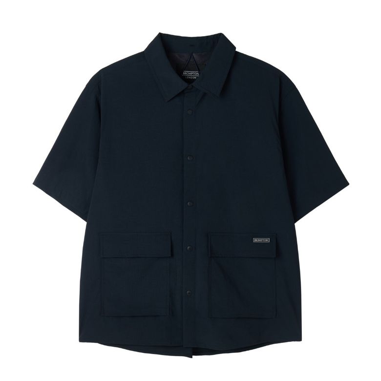 AIRO SEERSUCKER HALF SLEEVE SHACKET - NAVY (P252MJK188)