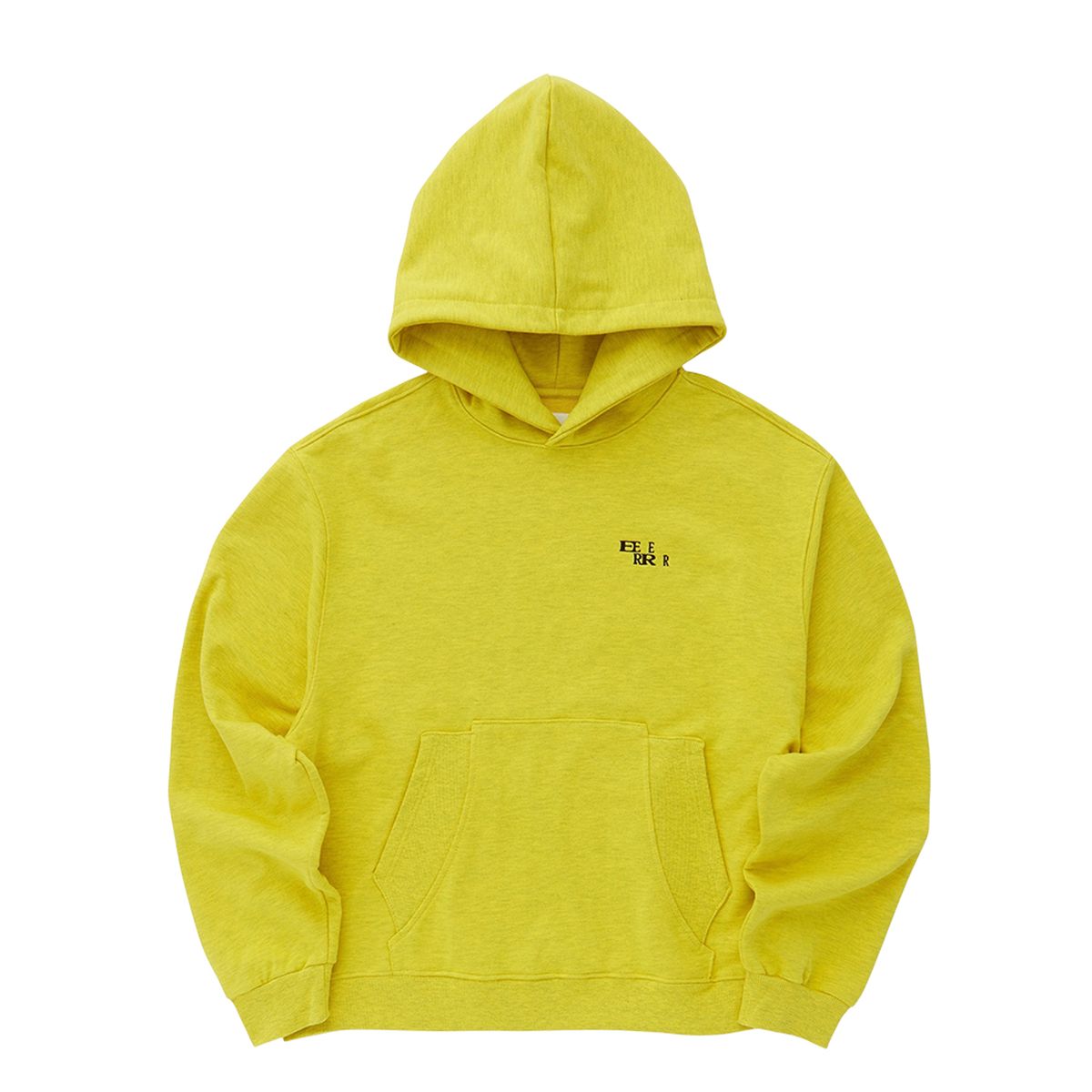 이이이알알알(EEERRR) Basic Logo Needlework Hoodie Melange Yellow