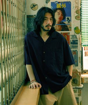 린넨 바이오 오픈칼라 반팔 셔츠 2컬러