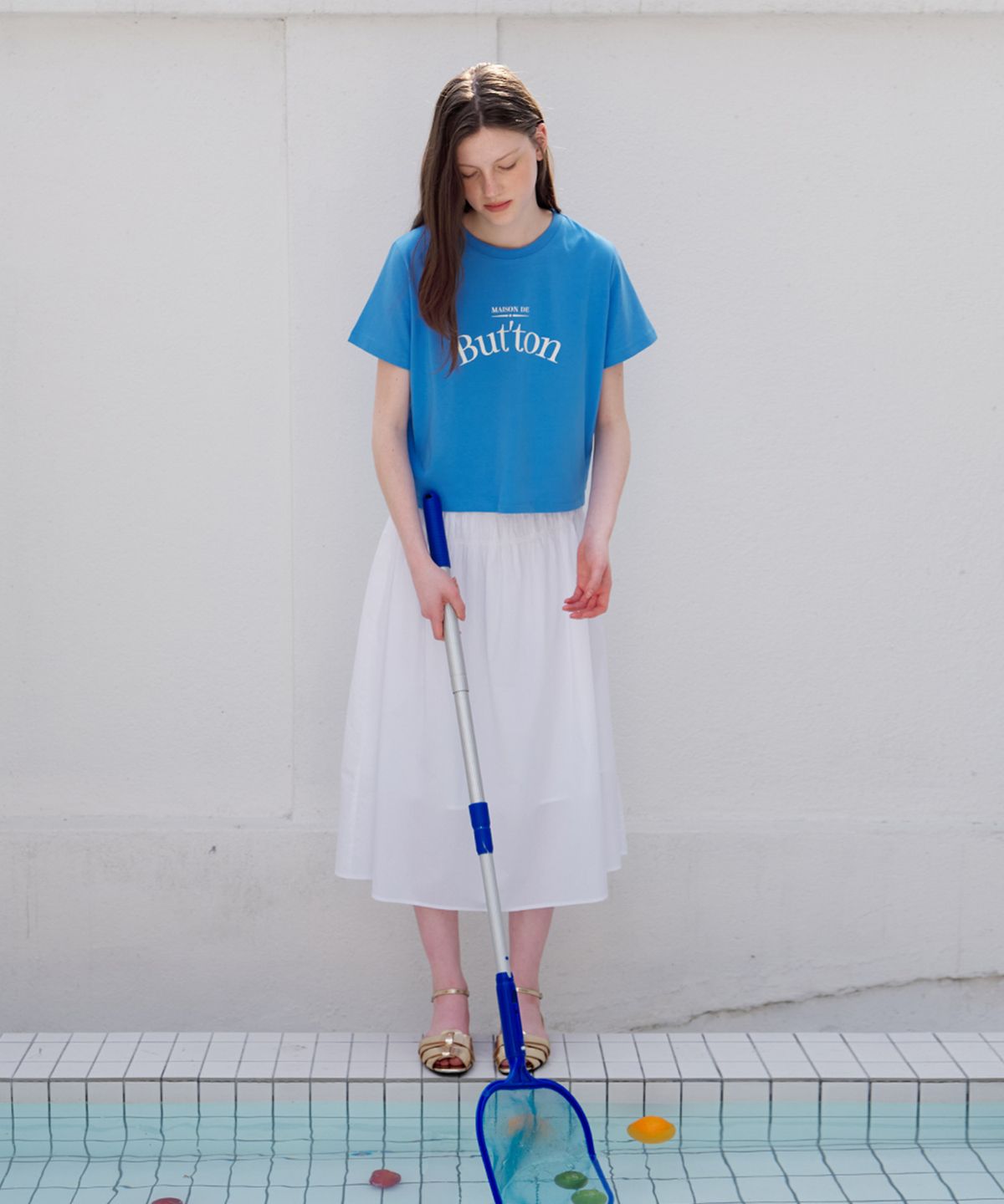 벗튼(BUT'TON) Logo Crop T-Shirts (SkyBlue)