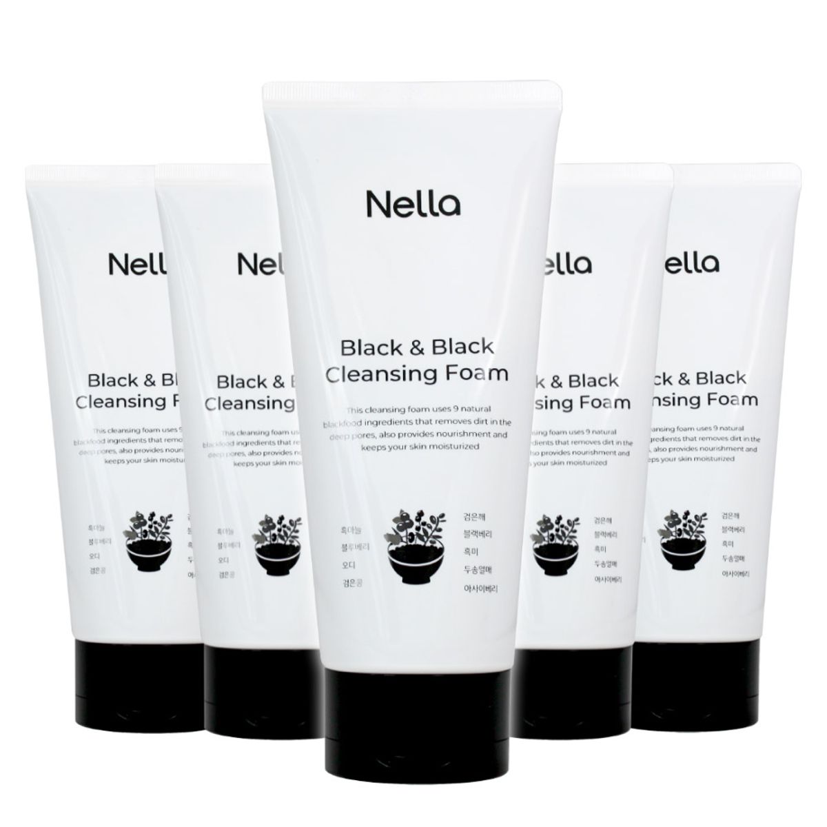넬라(NELLA) 블랙앤블랙  클렌징폼 150g *5