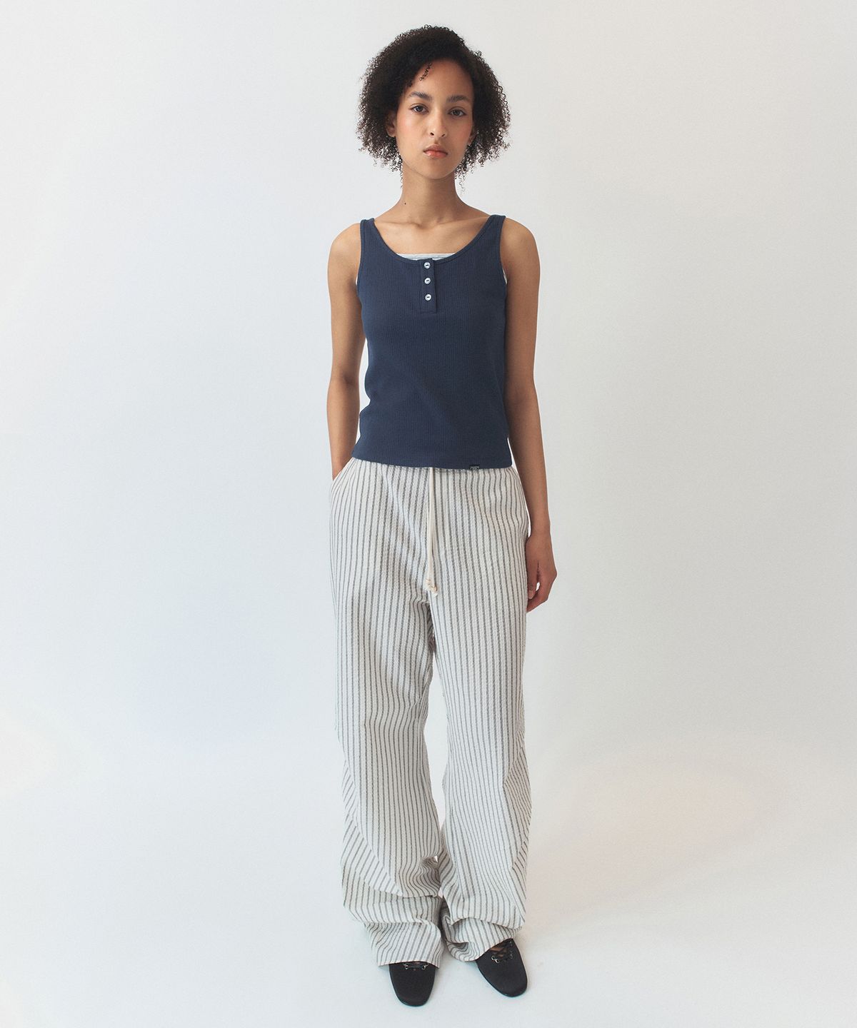 시메트릭 퍼센트(SYMMETRICPERCENT) Stripe Easy Pants / Ivory