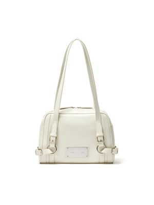 BIKER DETAIL SQUARE SHOULDER BAG IN IVORY