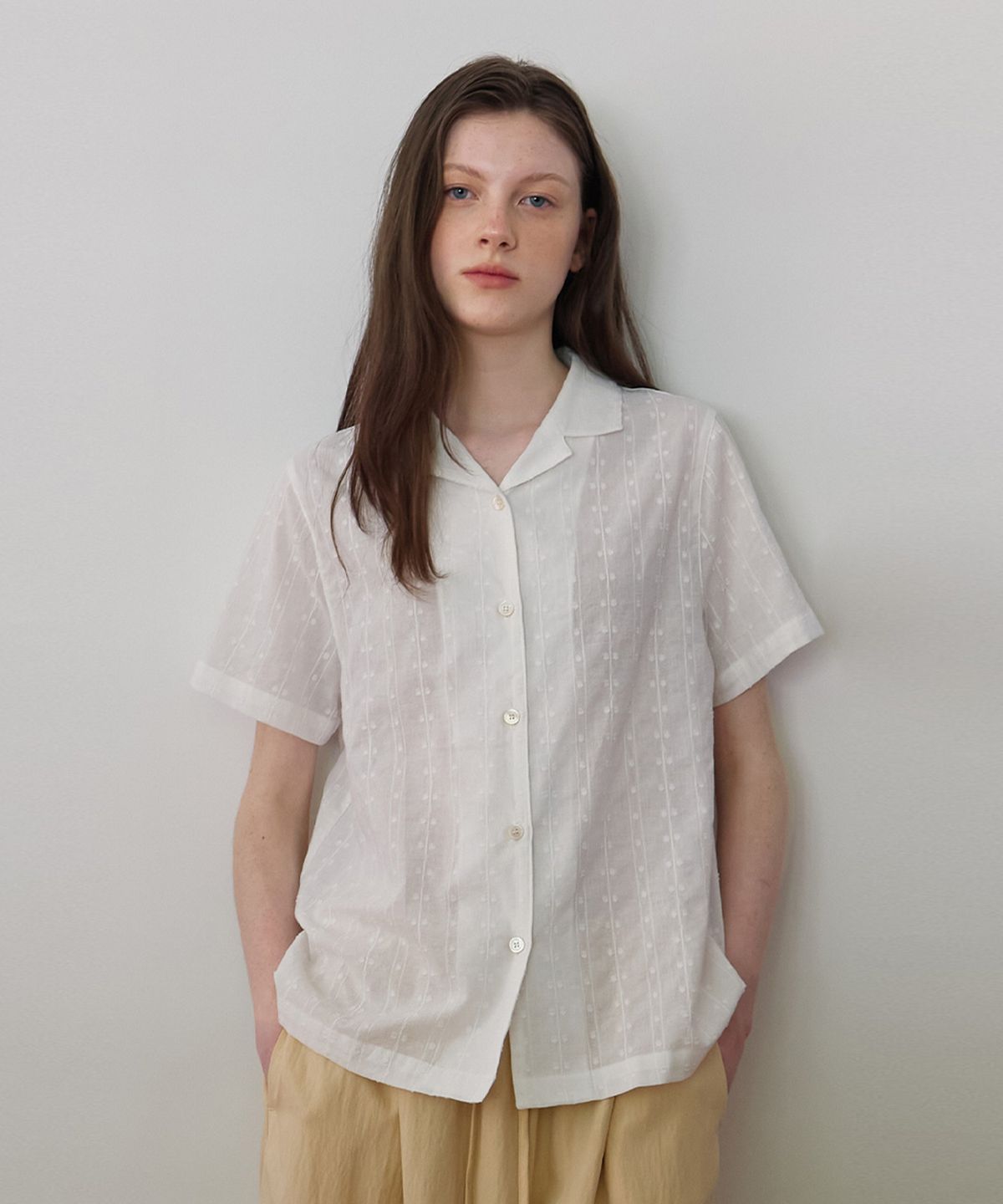 벗튼(BUT'TON) Lace Open Collar Shirts (Ivory)