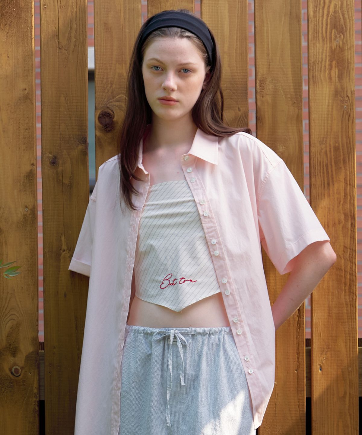 벗튼(BUT'TON) Tencel Two Button Shirts (BabyPink)