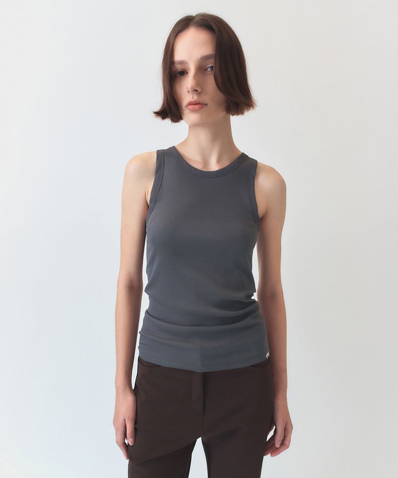 Chiffon Rib Jersey Sleeveless / Charcoal