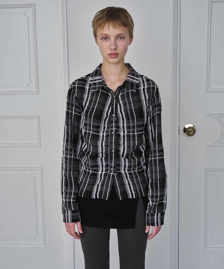 Crinkle Check Shirt / Black