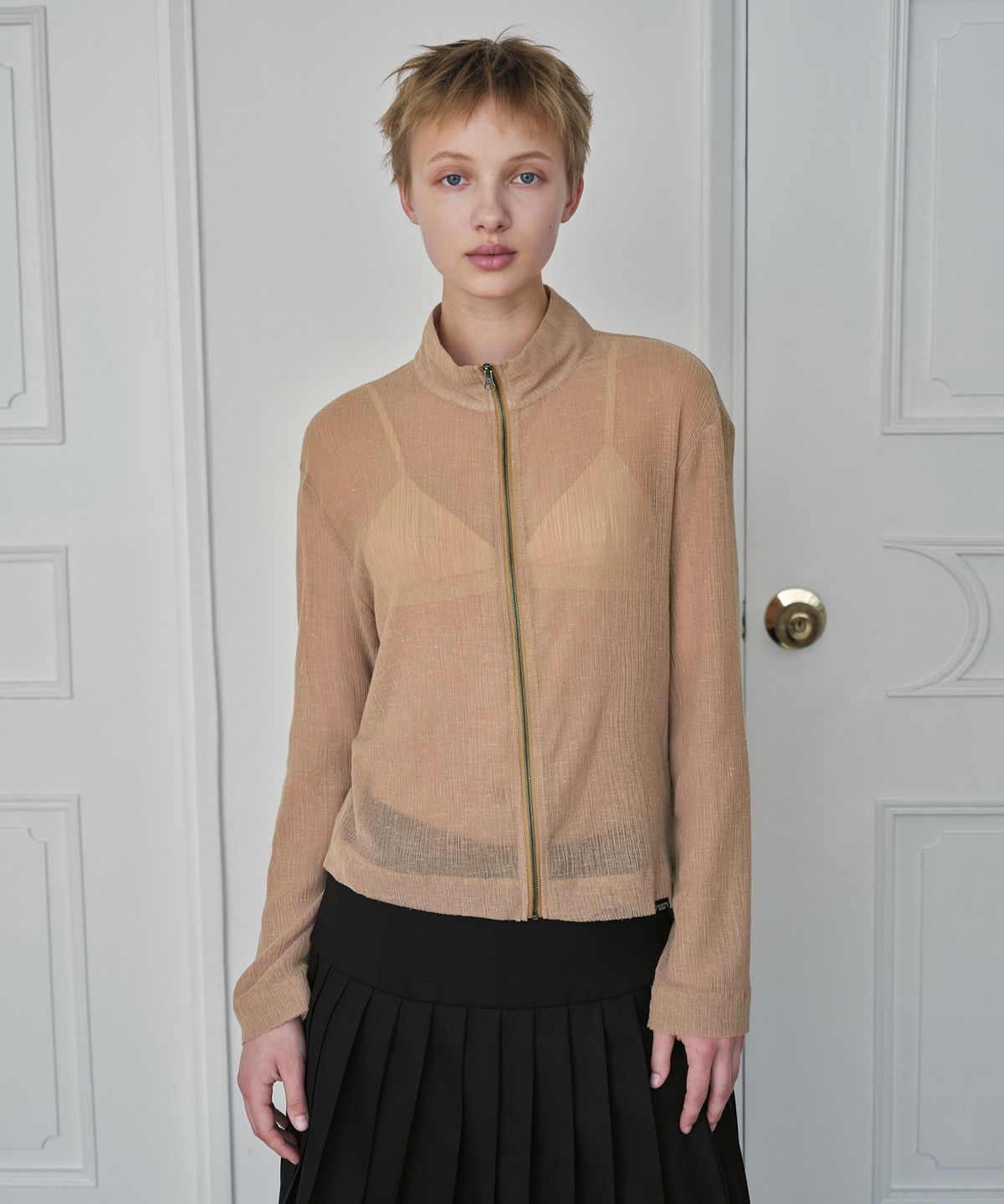 시메트릭 퍼센트(SYMMETRICPERCENT) Light Crinkle Jumper / Peach Beige
