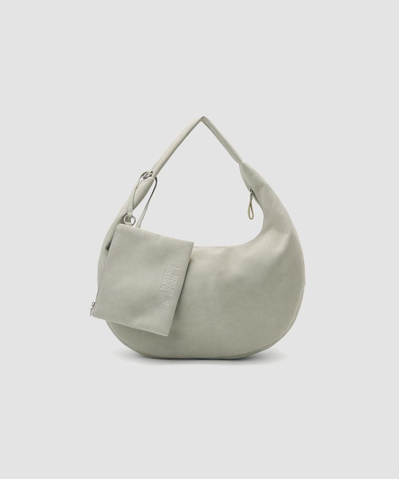 Faux Suede Hobo Bag / Ash Beige